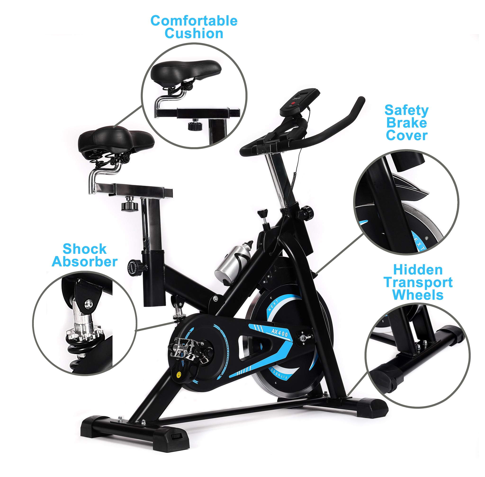 Altrax Fitness Exercise Bike 30 lb Flywheel Spring Shock Absorber I